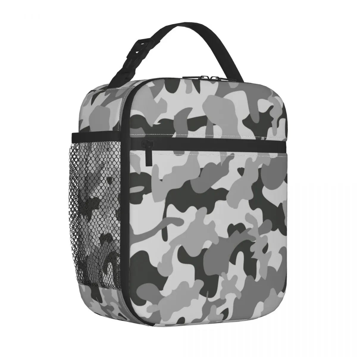 Camouflage Grey Pattern Insulated Lunch Bags Leakproof Camo Lunch Container Thermal Bag Tote Lunch Box Work Outdoor Girl Boy