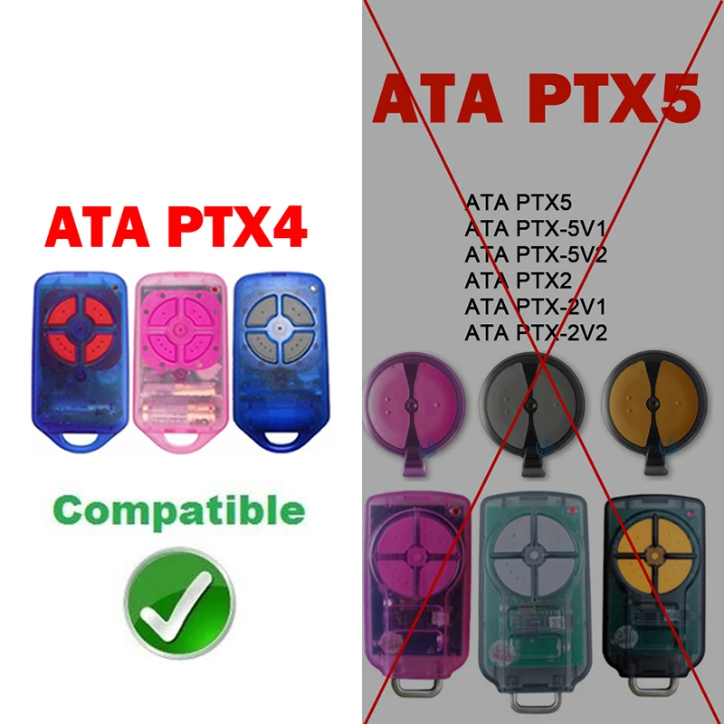 ATA PTX4 pengendali jarak jauh pembuka pintu garasi 433.92MHz kode gulung ATA SecuraCode PTX-4 gerbang pengendali jarak jauh pemancar tangan