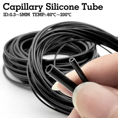 Food Grade Clear Black Silicone Capillary Hose ID 0.5-5mm High Temp Resistant Flexible Tube for Food Liquid Transfer DIY Use