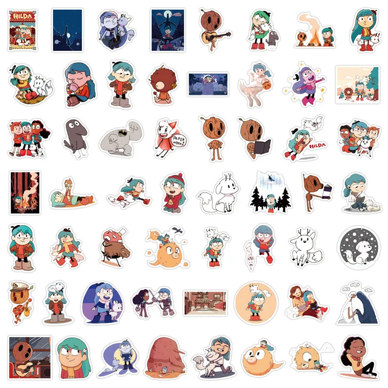 110 Stuks Hilda Diy Cartoon Stickers Telefoon Kofferbak Koelkast Skateboard Waterdichte Anime Stickers Anime Figuur Speelgoed Sticker