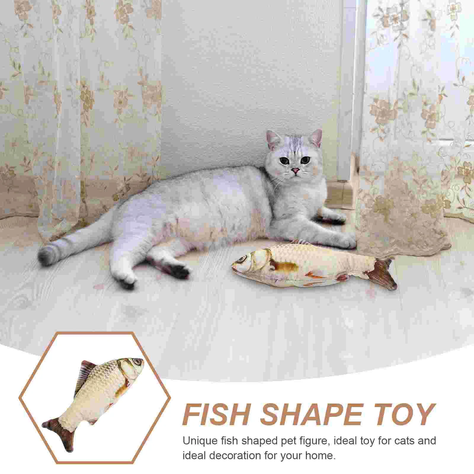 20cm Creative Fish Shape Toy Cat Playing Plush Stuffed Toy Home Decor Gifts without Zipper (Grass Carp)