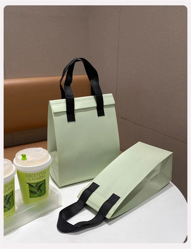 10pcs Green Non-Woven Insulated Tote Bags – Portable Reusable Meal Carrier Pouches for ... - SKU NITB1612 - UGI Packaging