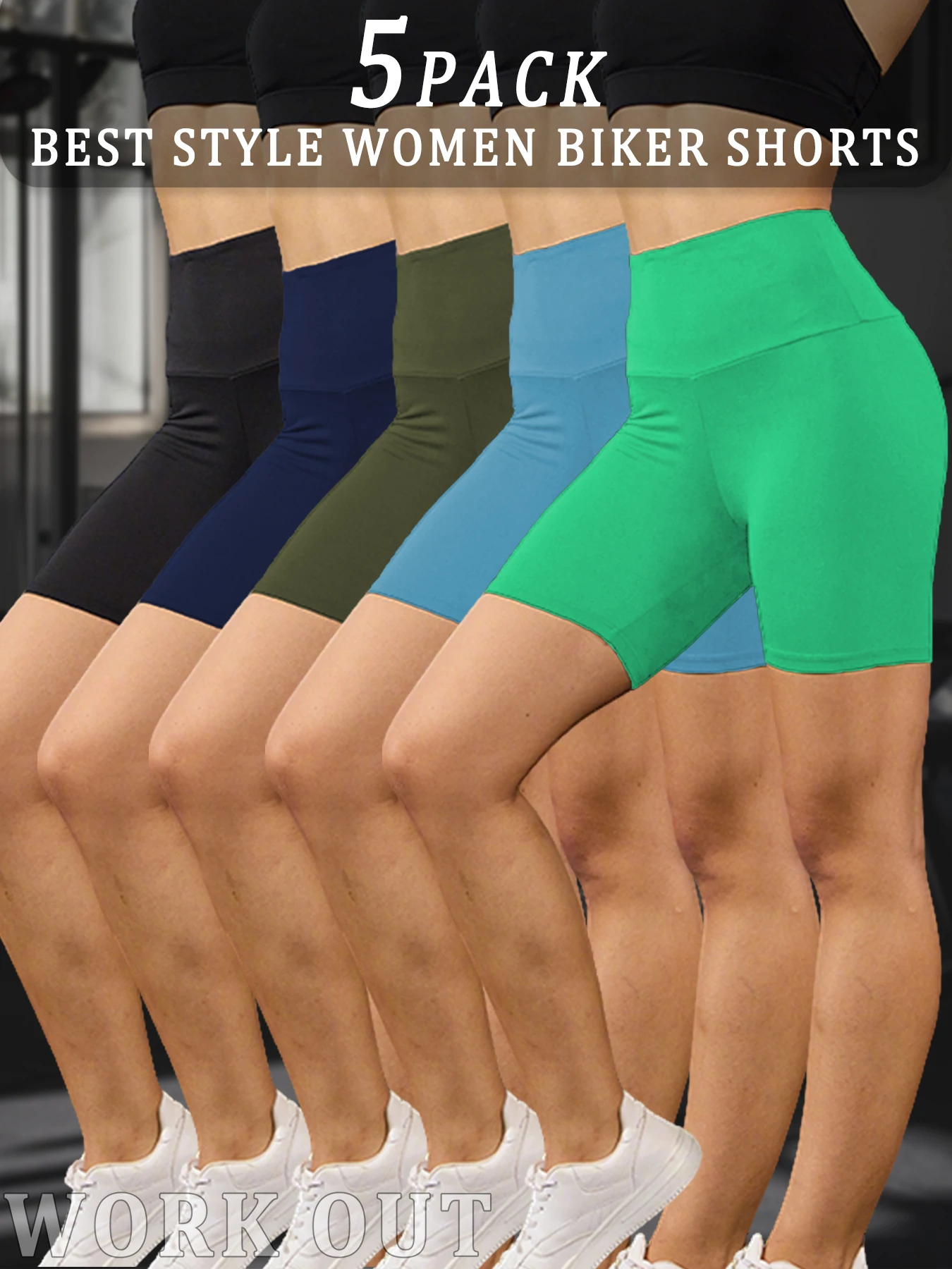 

5 Pack Women High Waisted Biker Shorts Super Soft No See Through Workout Yoga Running Home Casual