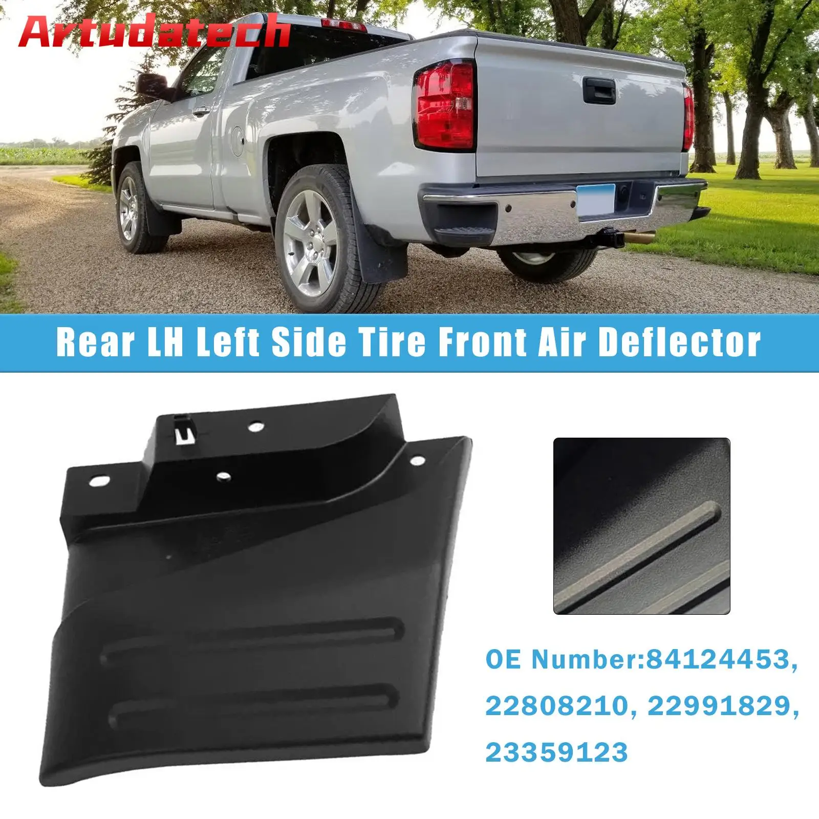 

Artudatech Rear LH Left Side Tire Front Air Deflector For Chevy Silverado LT Pick Up 2014 2015 2016 2017 2018 2019 2020