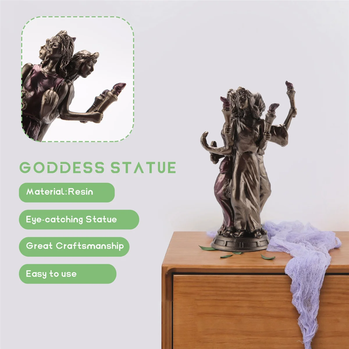 Vintage Greek Three Goddess Resin Statue Triple Form Hecate Goddess Statue Sculpture Craft Home Desktop Decor Ornament