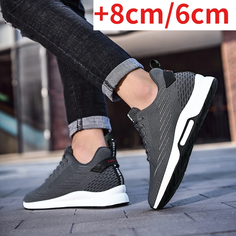 

New Sneakers Man Elevator Shoes Height Increase Shoes for Men Insoles 8CM Mesh Breathable Sports Heightening Footwear Tall Shoes