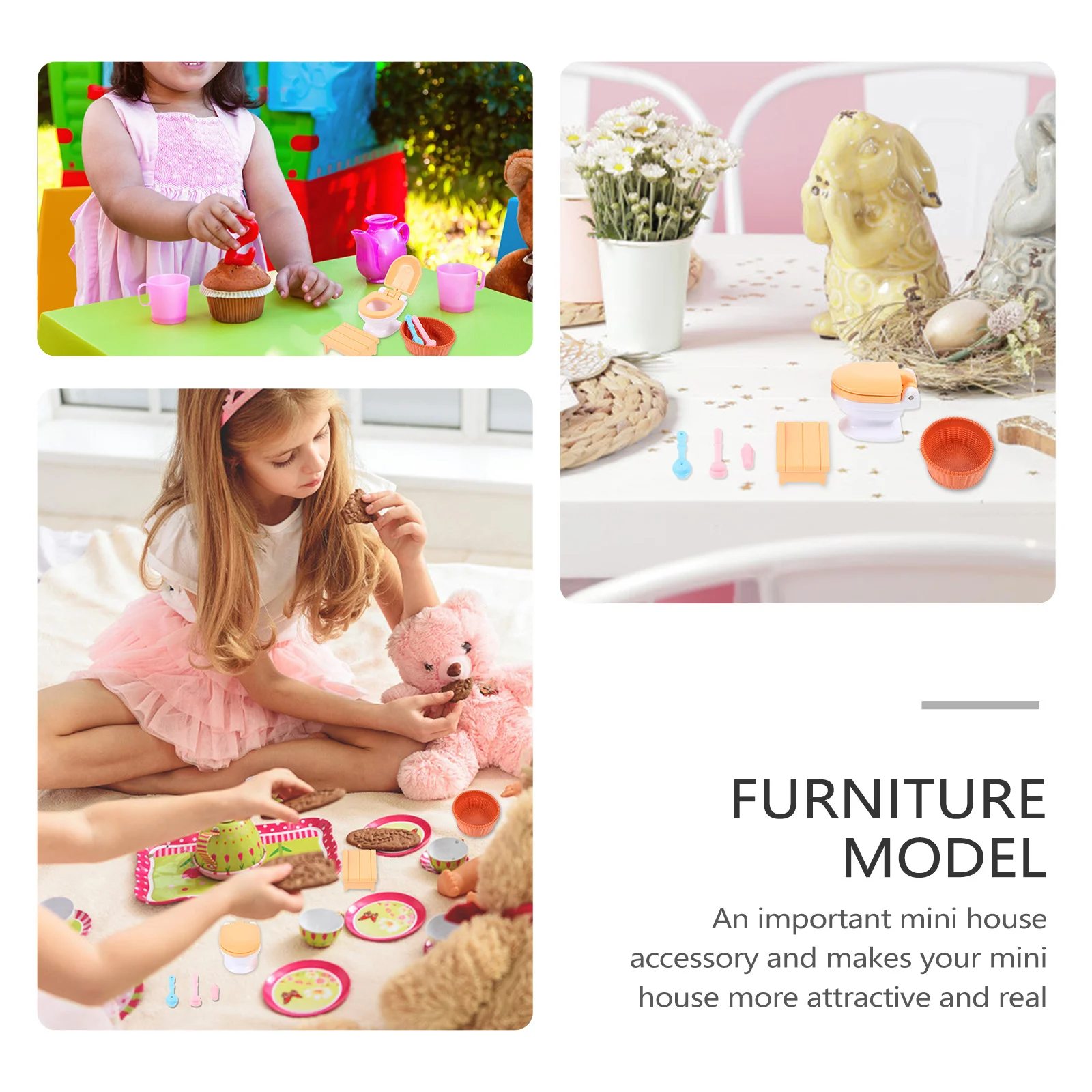 3 Pcs Mini Furniture Model Bathroom Crafts Children House Play Toy Ornament Kids Dresser