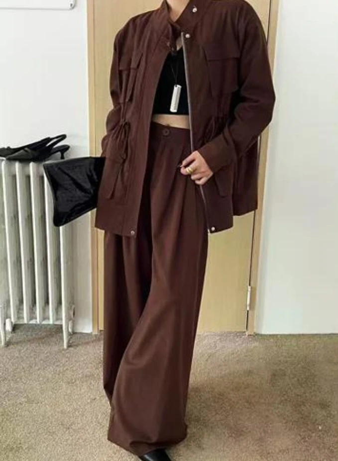 

SuperAen Print Contrasting Shirt Pleated Skirt Fashion Two-piece Set for Women