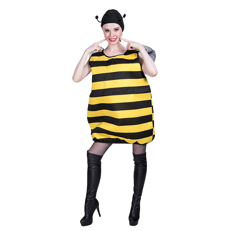 Bee Costume Adult Halloween Suit Funny Cute Outfit Men Women Festival Party Jumpsuit Animal Cosplay Onesie