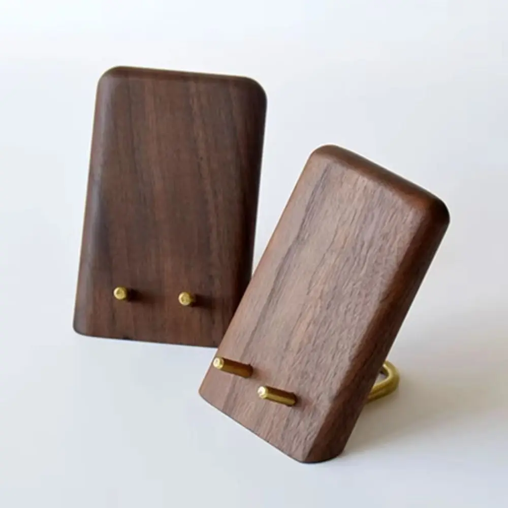 Soporte de madera para teléfono perezoso, nogal negro, práctico soporte para teléfono de escritorio de carga, soporte para tableta pequeña Vintage multifunción para oficina