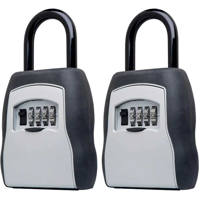 Outdoor Lock Box for House Keys, Key Safe with Combination Lock, 5 Key Capacity, 2 Pack, 5400EC2, Black