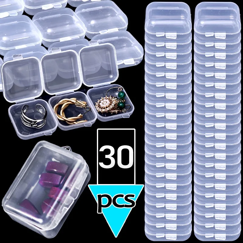 Mini Jewelry Storage Box Transparent Rectangle Locking Design Jewels Boxes Sturdy Rings Earrings Empty Case Jewelry Packaging