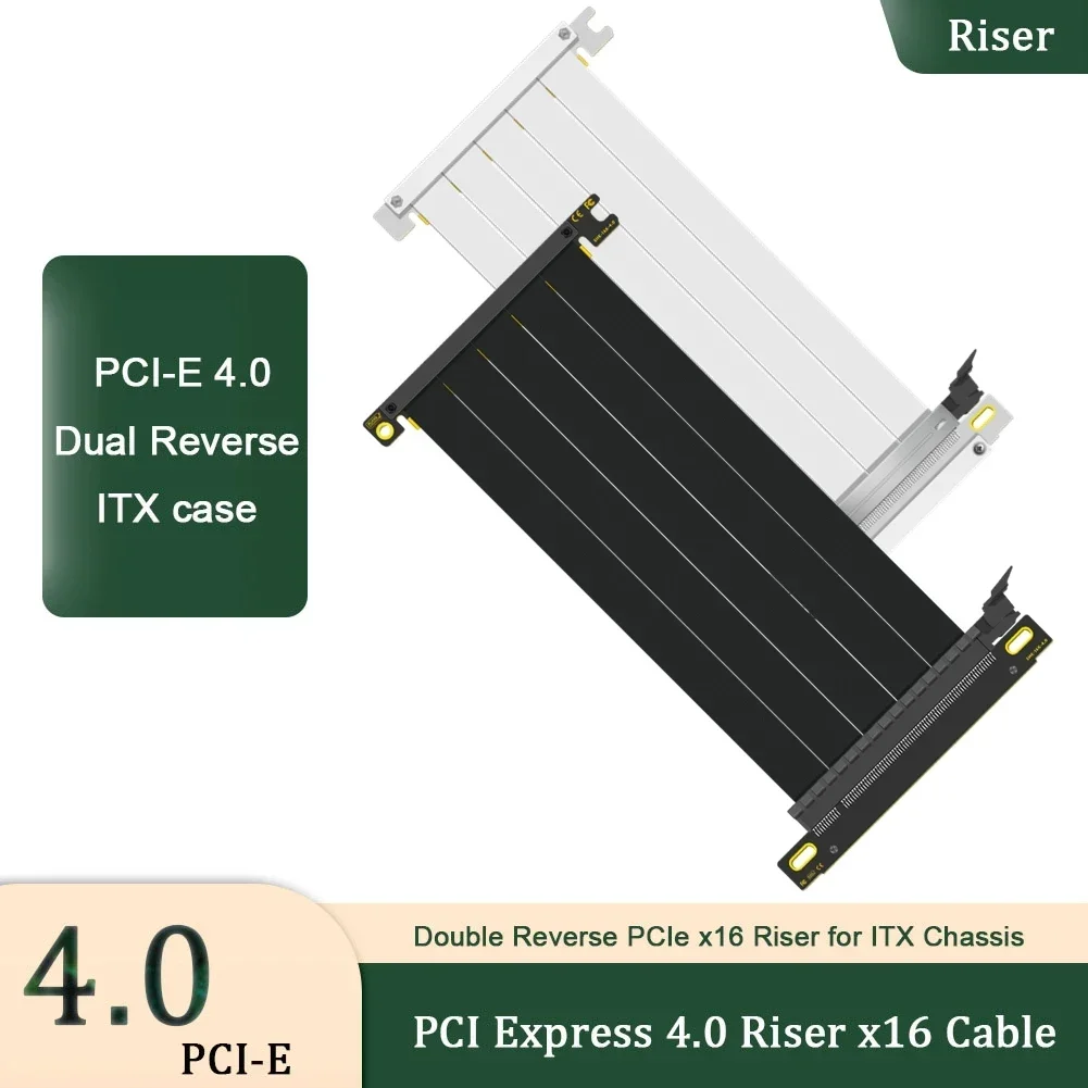 

Белый кабель PCIe 5U с золотым пальцем, удлинитель PCI Express 4,0 x16, двойной обратный Riser Gen 4 GPU для ITX A4 K39 K55 185 мм