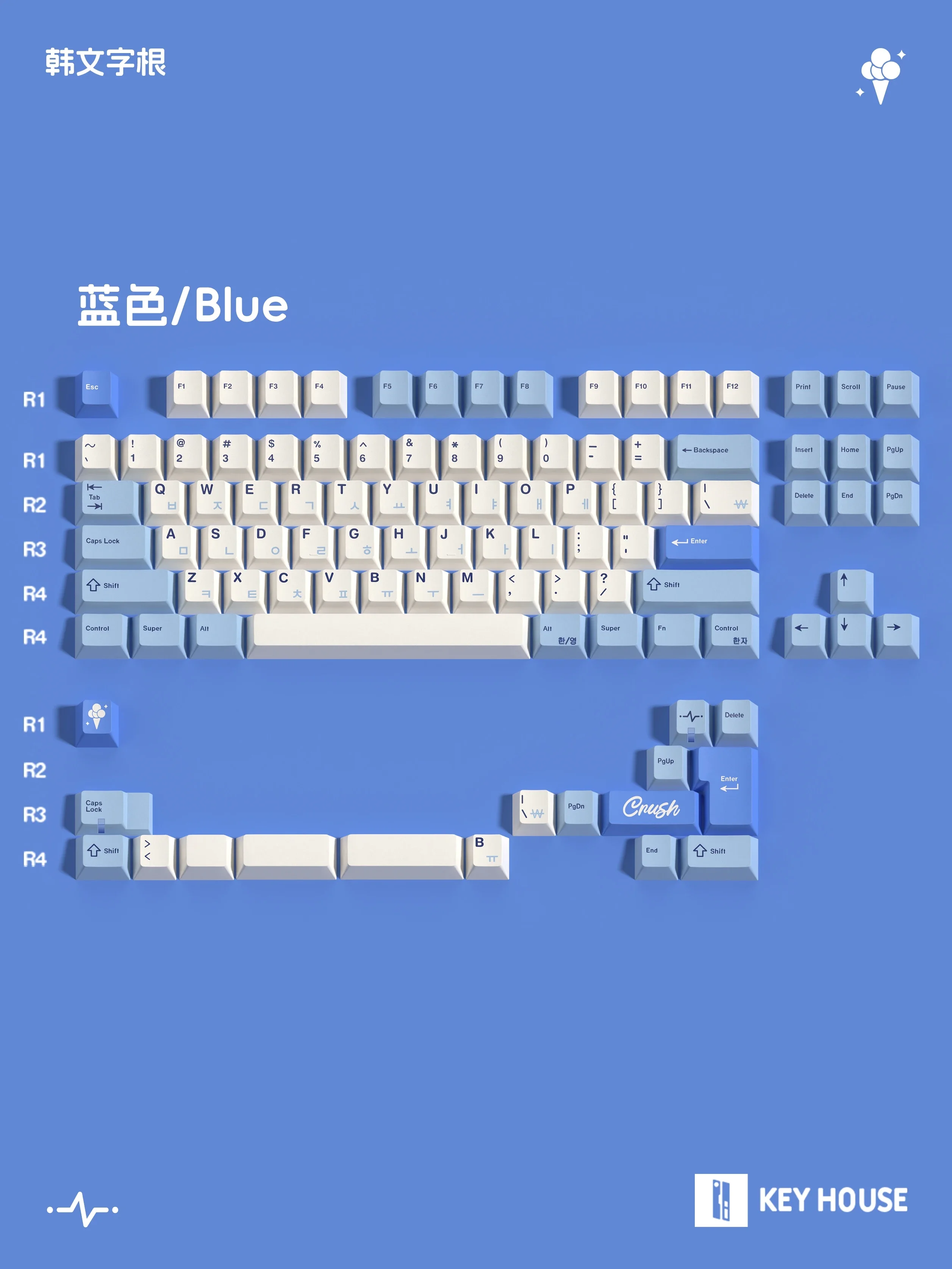 Imagem -06 - Key House Coreano Keycaps Crush80 Gx87 Pbt Cereja Perfil Tintura-sublimação Wooting Múltiplas Cores Teclados Personalizados Acessórios