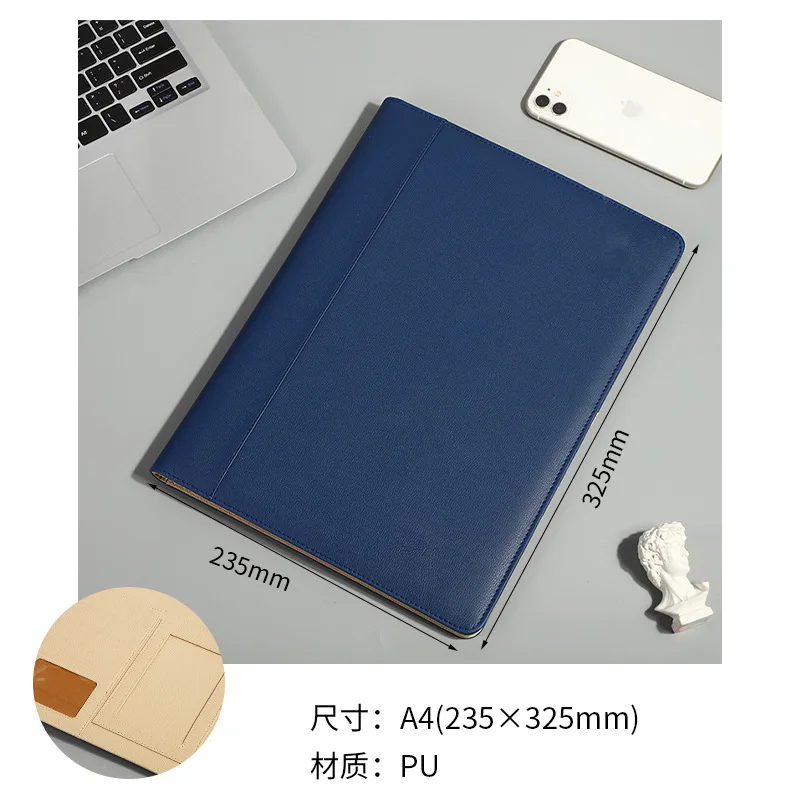 B-SHAMO Padfolio Clipboard Folder A4 Leather Storage Clipboard with Pen Holder Refillable Folio Conference Writing Notepad Offic