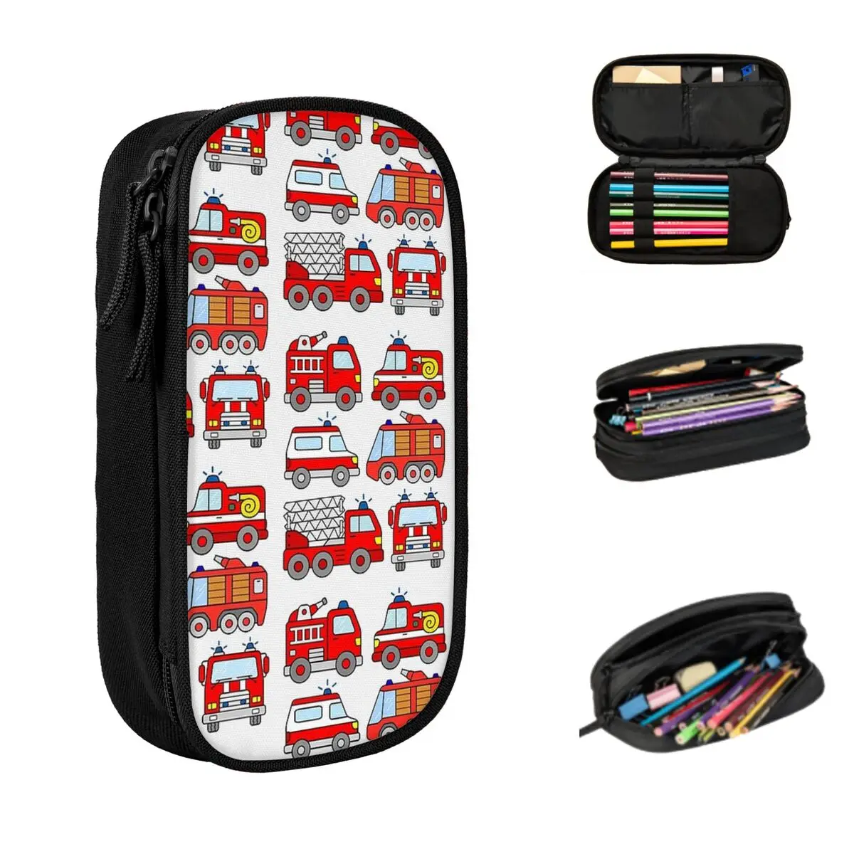 grande armazenamento pen bags para meninos e meninas bombeiro bombeiro veiculo ambulancia lapis cases pen box papelaria bolsa 01