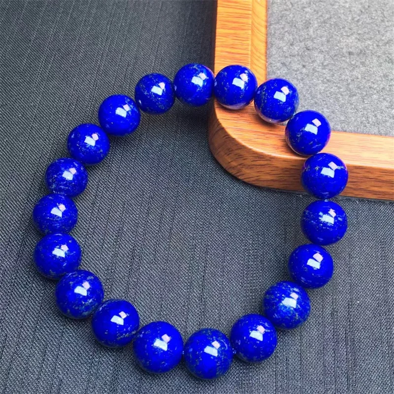 Natural Lapis Lazuli Bracelet Smooth Gemstone Reiki Healing Jewelry Energy Crystal Holiday Gift 1pcs 10mm