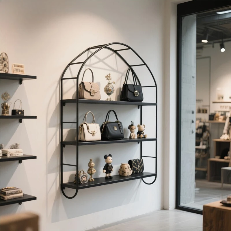 

Women's clothing store wall display rack, shoe bag rack, shoe cabinet, multi-layer shelf, wall hanging shopping mall display