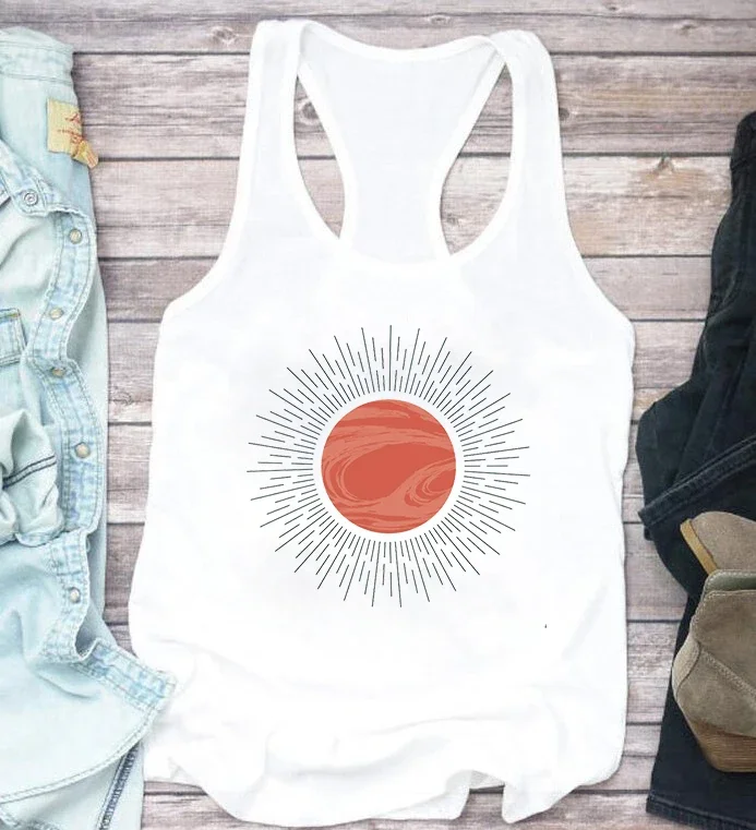 

Bohemian Sunshine Tank Top Boho Sun Womens Tops Festival 2022 Muscle Tank Tops Yoga Shirt Workout