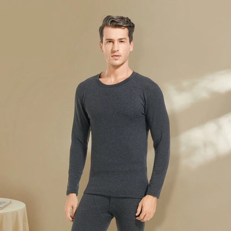 Autumn and Winter New Men\'s Cashmere Silk Soft and Comfortable Warm Underwear With Thickened Plush Set for Men and Women