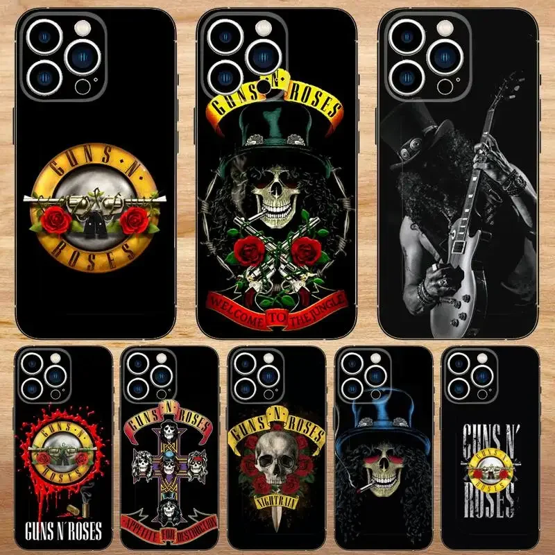 Guns N Roses Phone Case For iPhone15,14,13,12,11,Pro,Max,Plus,Mini,X,XS,XR,8,7,6,S,Plus,SE Soft Black Case