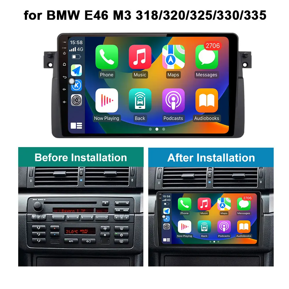 Автомобильный мультимедийный радиоприемник, видеоплеер с GPS Навигатором, Android, интеллектуальная система для BMW E46 M3 318/320/325/330/335 DSP, стерео автоинструменты