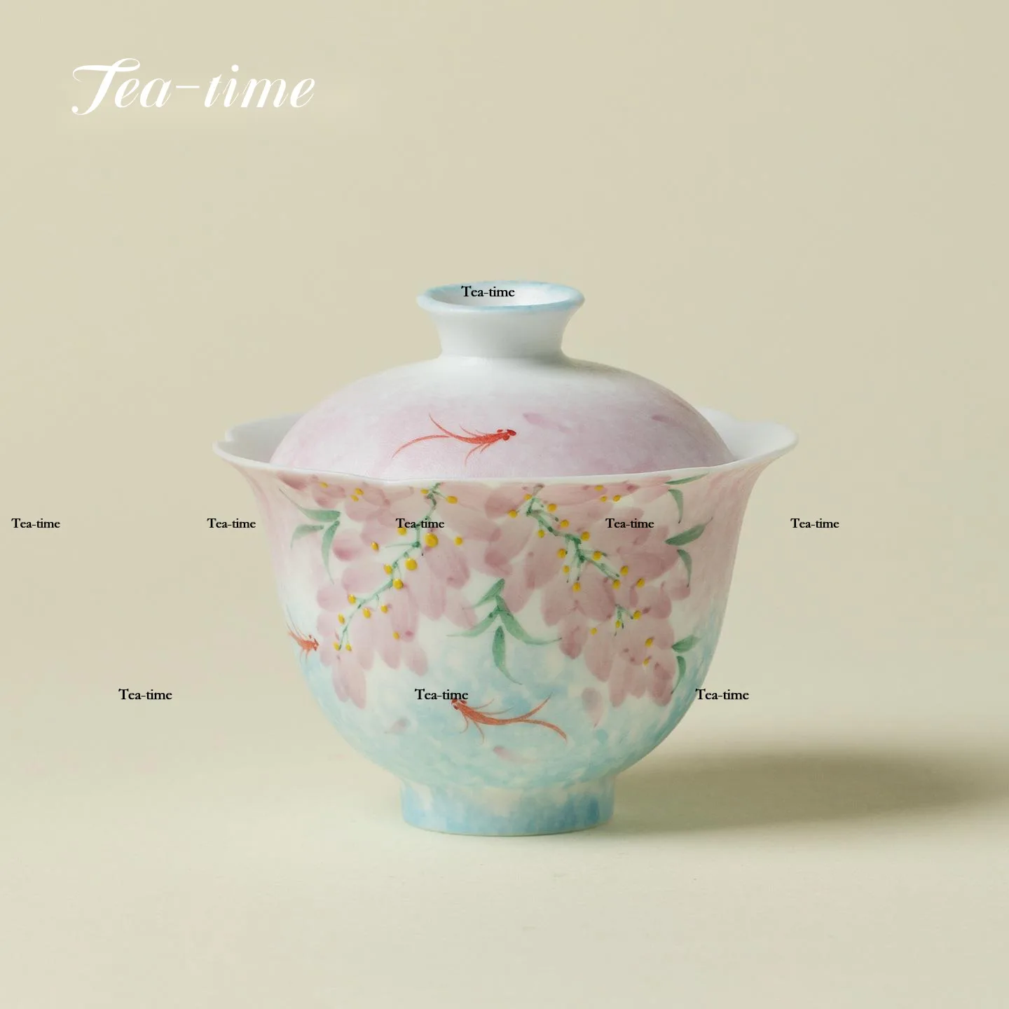 Snowflake White Ceramic Gaiwan Tea Bowl Hand-Painted Wisteria Flowers Teapot for Tea Jingdezhen Porcelain Cup for Tea Tool Puer
