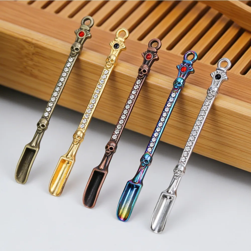 

5Pcs Diamond Encrusted Mini Metal Spoon Set Multi Color Micro Tuning Powder Shovel Tea Coffee Measuring Kitchen Accessories
