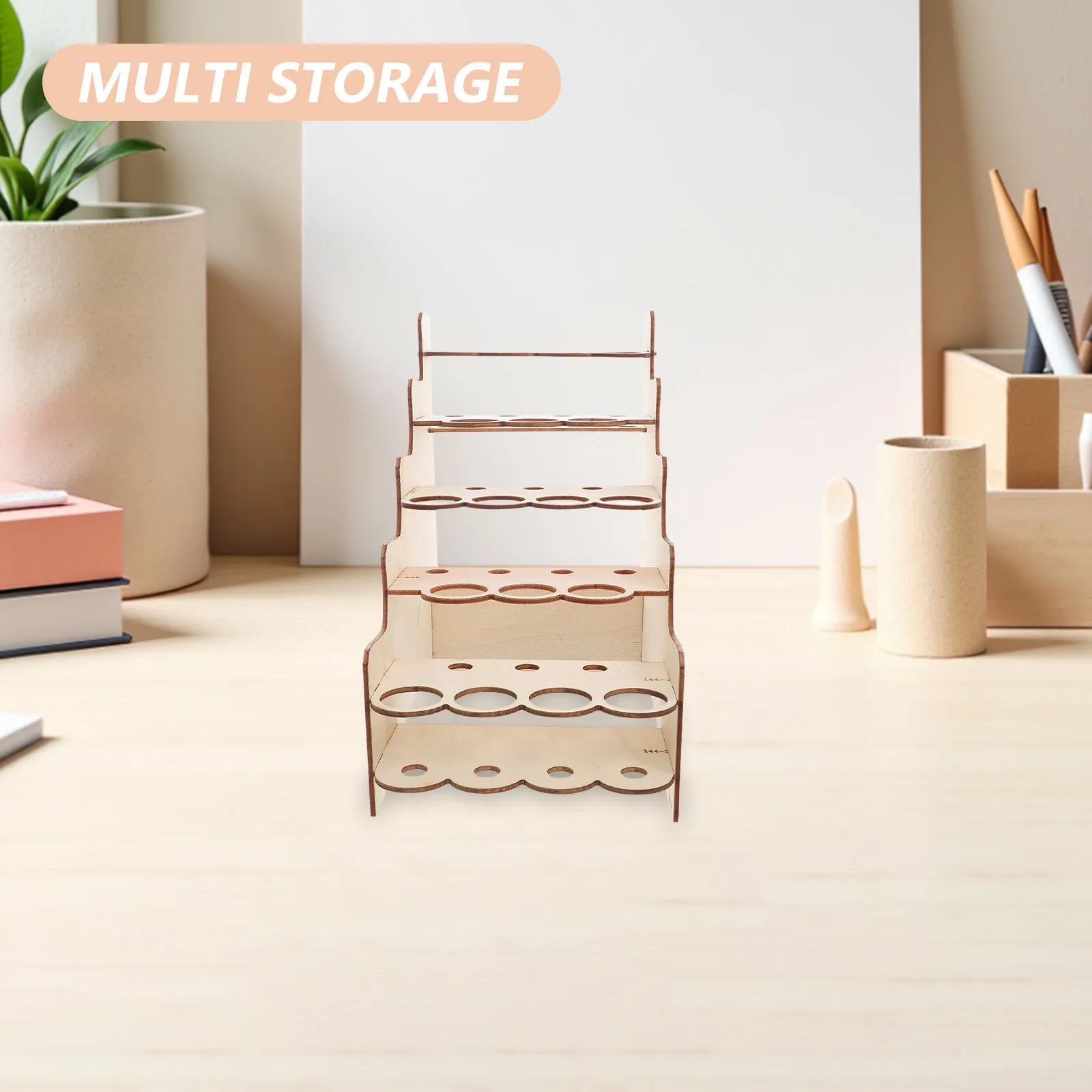Multi-Layer Paint Storage Rack Wooden 6