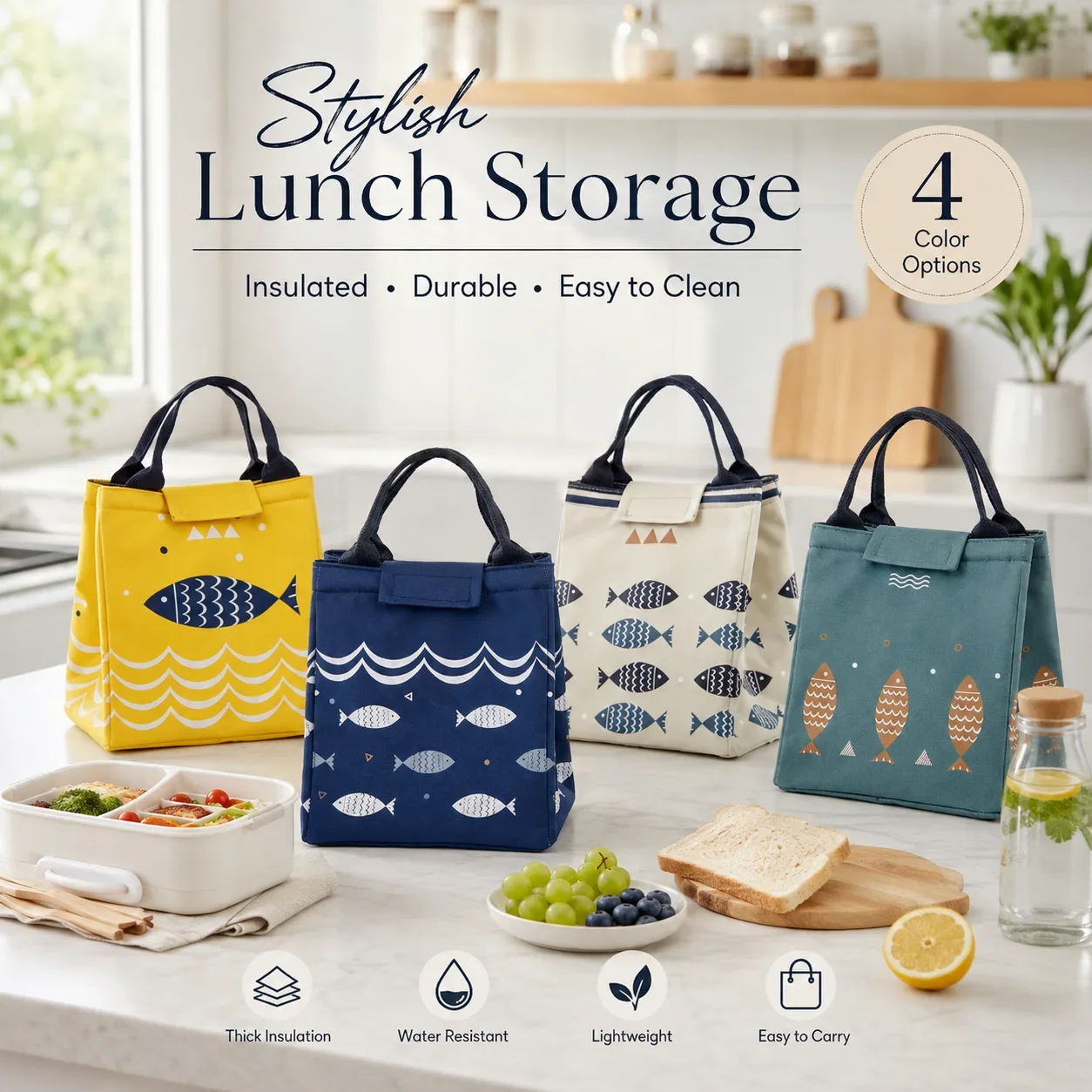 Portable Thermal Lunch Bag, Thickened Waterproof Handbag for Travel and Picnic, Keeps Food Fresh