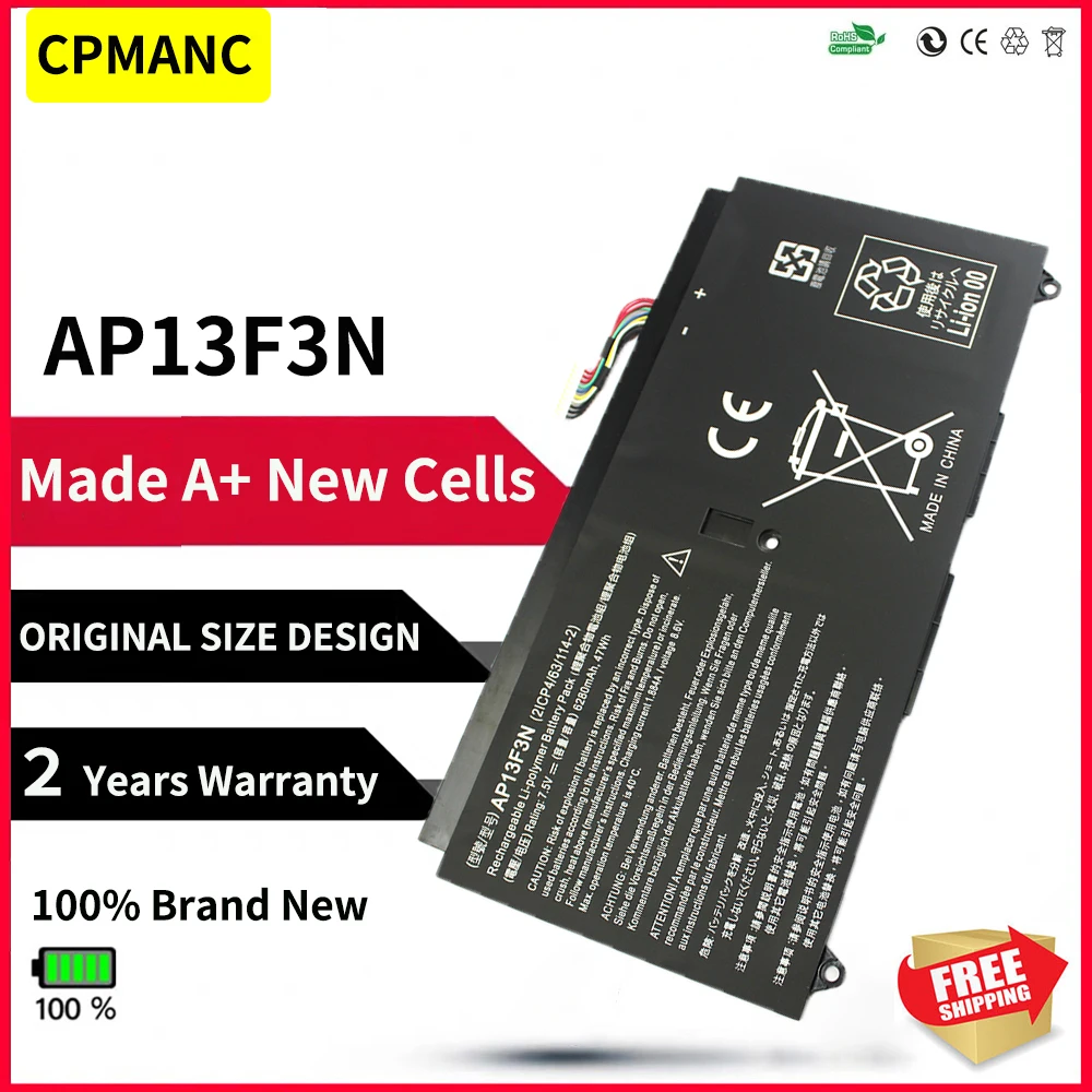 CPMANC AP13F3N 2ICP4/63/114-2 NEW Battery For Aspire S7-392 S7-392-9890 S7-391-6822 Ultrabook 7.5V 47Wh