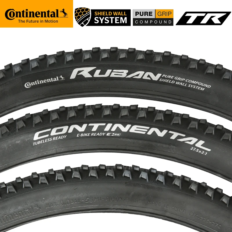 Continental Ruban Tubeless Ready Folding Tire 29x2.1/2.3 Pure Grip Compound Shield Wall System180TPI Anti Puncture MTB Tyre