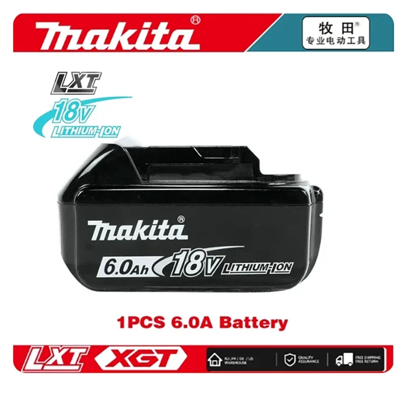 Makita-Batterie lithium-ion aste pour outil électrique, LED de subdivision, 100% Ah, 18V LXT BL1860B, BL1860BL1850, BL1830, 6.0 d'origine