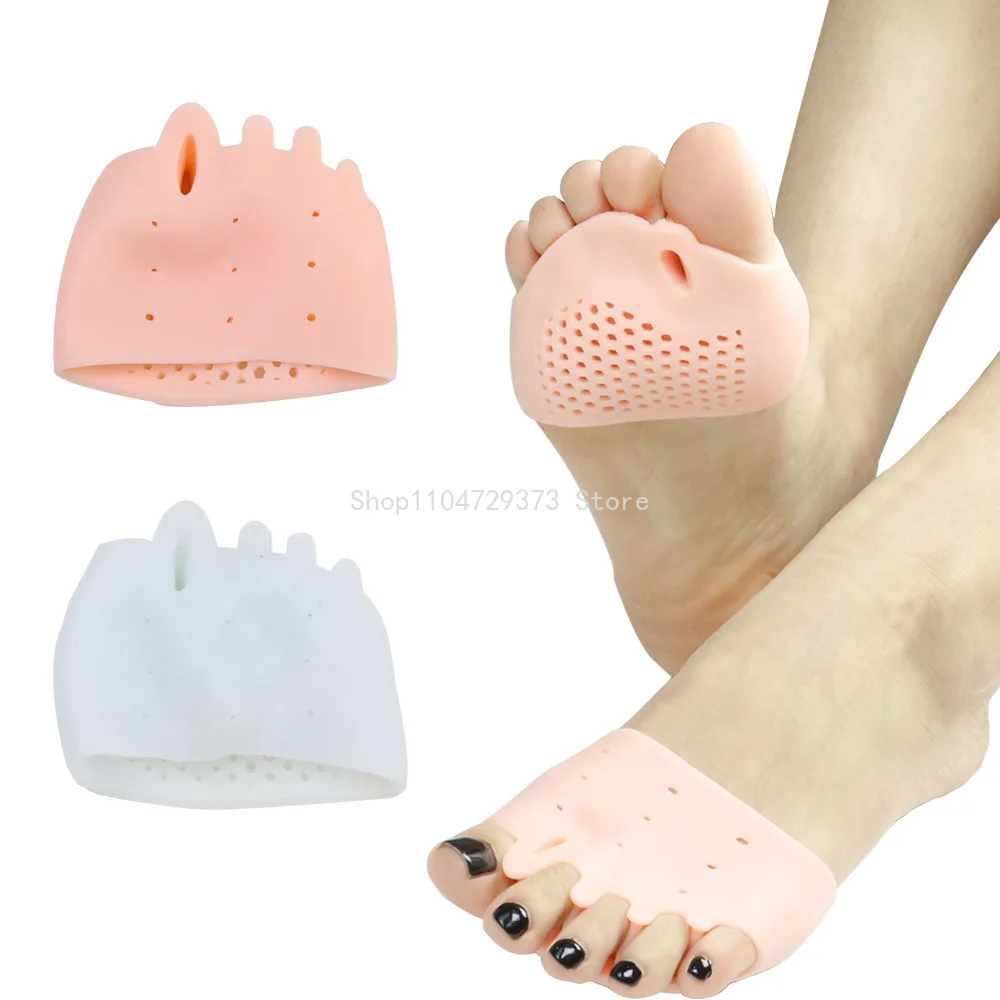 Almohadillas de Gel correctoras de Hallux Valgus, almohadillas para el cuidado de los pies, almohadillas para el antepié, cojín separador de dedos de silicona, plantillas para zapatos para aliviar el dolor, 1 par