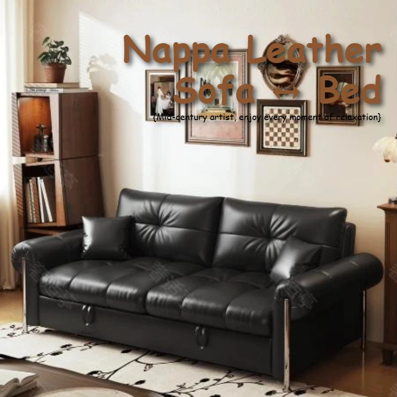 

Многофункциональный раскладной диван-кровать из кожи наппа с выдвижным механизмом, с подлокотниками, полноразмерный, для гостиниц и гостиных