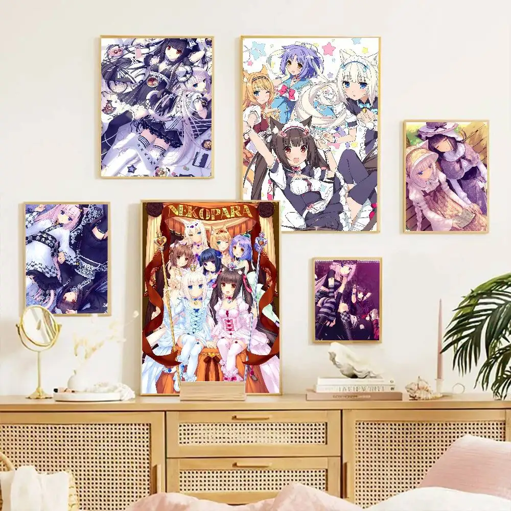 Anime Nekopara Film Klassische Vintage Poster Decoracion Malerei Wand Kunst Weiß Kraft Papier Kawaii Room Decor