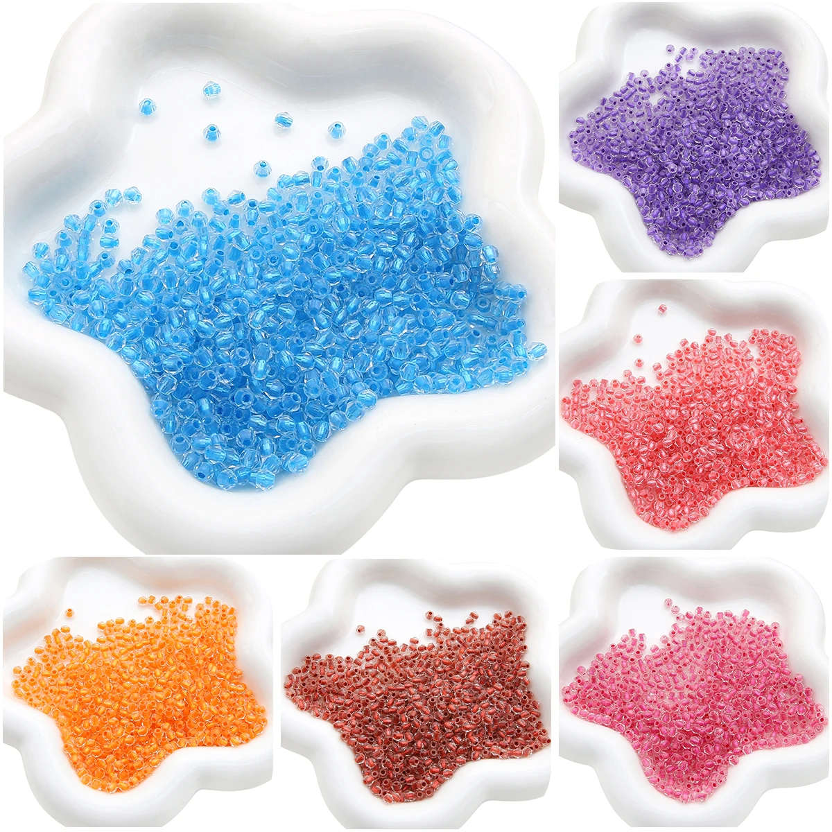8g/bag Approx 100pcs Crystal Beads Rhombus Faceted Colorful Beads DIY Jewelry Making Bracelet Accessories 4mm Charm Loose Beads