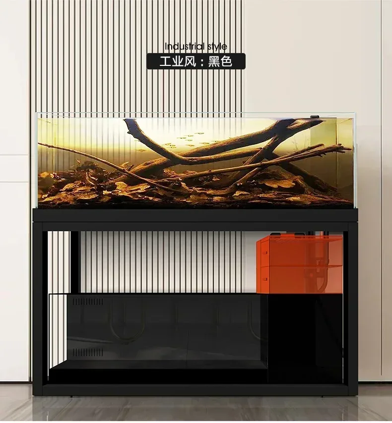 AADouble Tank South American Black Water Tank Creative Landscaping Three Lakes Cichlid Ecological Fish Tank Aquarium