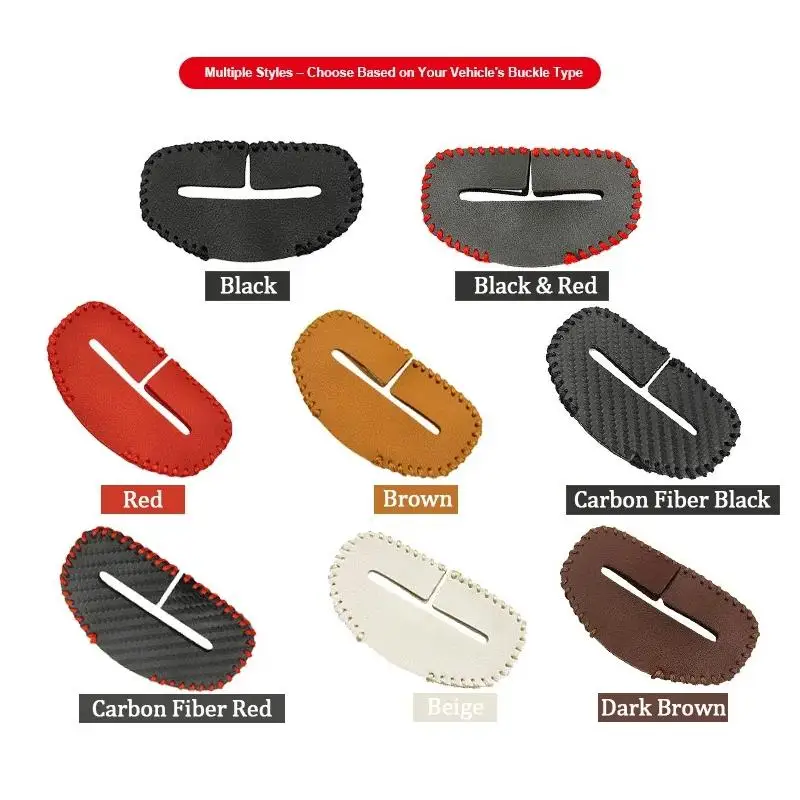 [MS]Universal Leather Car Safety Seat Belt Anti-Scratch Cover Car Seat Belt Socket Protective Cover Button Protective Case