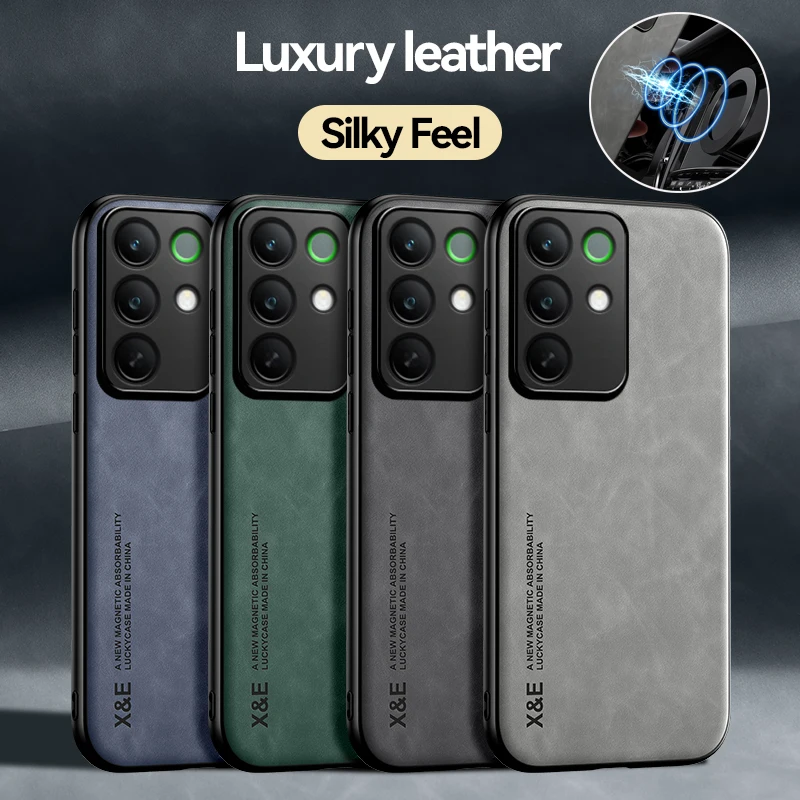 EUCAGR Luxus PU Leder Magnetische Zurück Fall Für OPPO Realme C85 Pro C85Pro Mit Metall Platte Telefon Shell Für OPPO Realme C85Pro