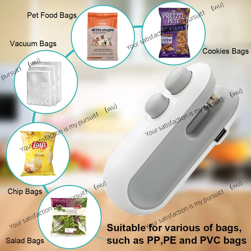 Handheld Bag Sealer Mini Heat Vacuum Food Sealer with Cutter and Magnet 2 in 1 Bag Sealer for Plastic Bags Snacks Food Storage