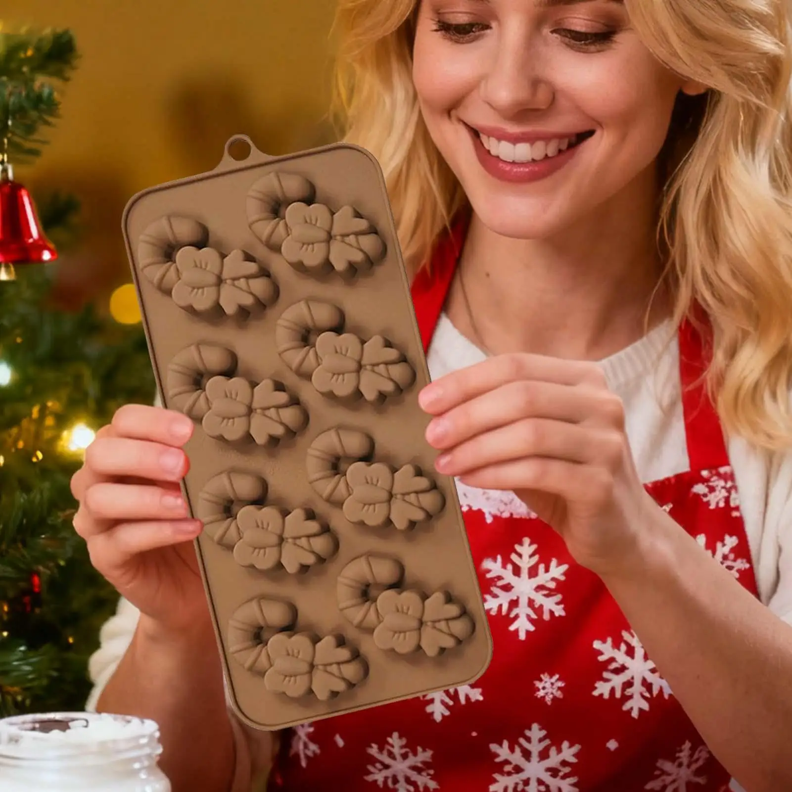 Christmas Molds 8-Cavity Christmas Decorations Craft Supplies Cane Shape Holiday Silicone Molds Baking For Candy Fondant Dessert