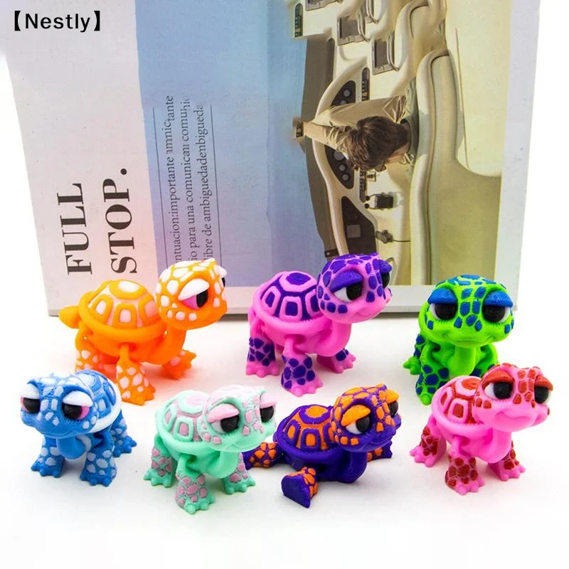 Plastic 3D Printed Turtle Model Exquisite Cartoon Simulated Animal Model Movable Joints Desktop Decorations Holiday Gifts〔Nest〕