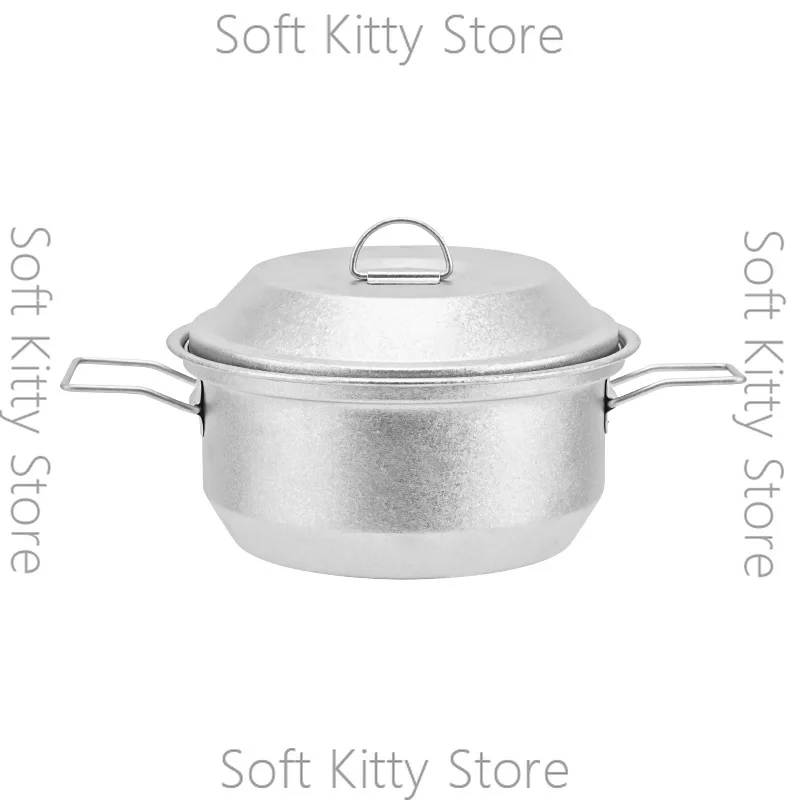 Pure titanium 1.1 liter double handle flying saucer pot camping camping outdoor portable small soup pot cooker lightweight pot