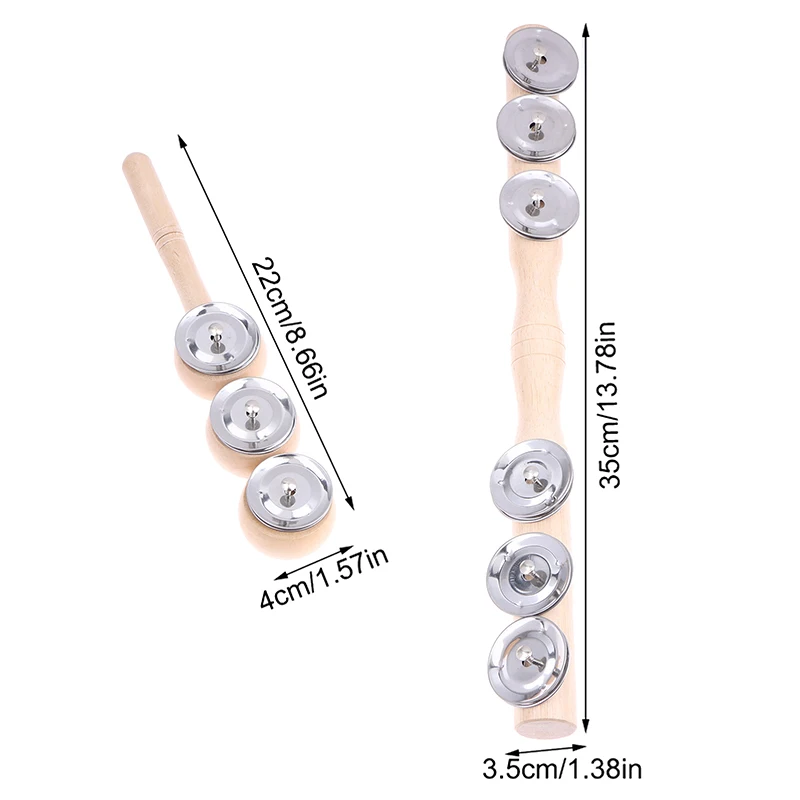 [JT] 1 szt. Drewniany instrument perkusyjny Orff z dzwonkiem 3/6, przenośny, dla miłośników muzyki, drewniana grzechotka dla niemowląt, zabawki edukacyjne dla dzieci
