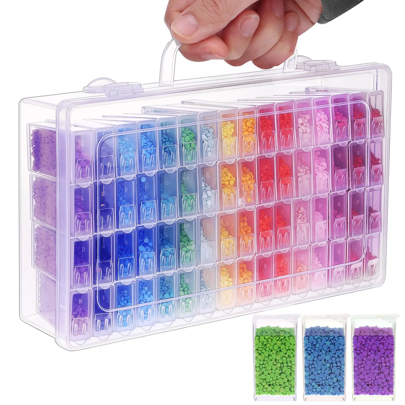 Caja de Almacenamiento para Pintura de Diamantes, 1/2/3/4 Paquetes, 64 Compartimentos, Contenedor para Accesorios de Bordado de Diamantes, Caja para Brocas, Estuche para Mosaico