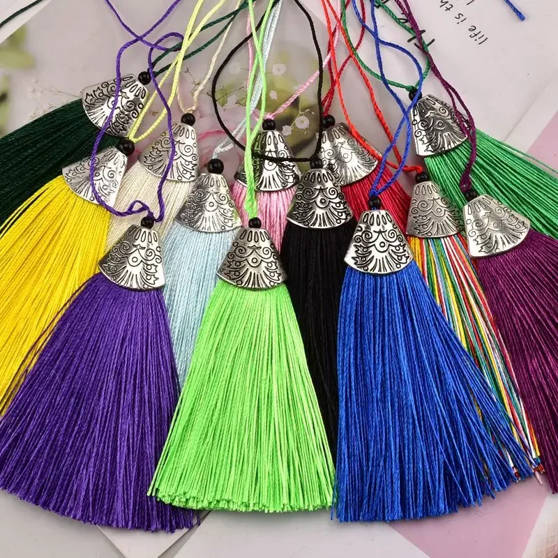 5pcs/lot 8cm Fish Mouth Cap Silk Tassel Fringe Brush Trim Decorative Tassel Trim Key for DIY Embellish Curtain Accessories Parts
