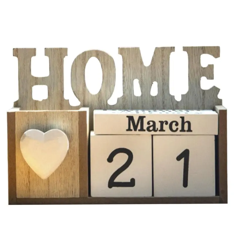 

Деревянный вечный календарь A13E с подставкой для ручек, органайзер для рабочего стола, декор для дома и офиса