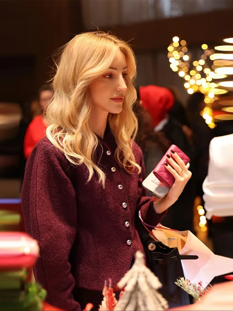 

Long Sleeve Woolen Short Coat Women Single Breasted Autumn Loose High Street Button Jacket Female Casual Outwear Tops 2025