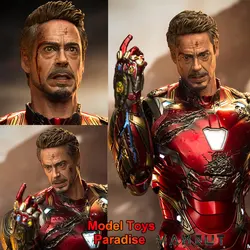 MAXNUT M001DX 1/6 Men Soldier Iron Man Head Sculpt Super Hero Tony Battle Damaged Head Carving Fit 12inch Action Figure Body